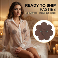 Cache-tétons en satin prêts à être expédiés, design piercing en forme de fleur, noir, marron, nude, en stock, livraison rapide, pasties pour femmes