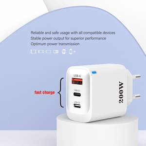 Prise EU US <span class=keywords><strong>200W</strong></span> USB Type C <span class=keywords><strong>Chargeur</strong></span> Double PD Adaptateur de charge rapide pour téléphone Samsung <span class=keywords><strong>Xiaomi</strong></span> Huawei Téléphone Charge rapide 3.0 <span class=keywords><strong>Chargeur</strong></span> - Product Image 4