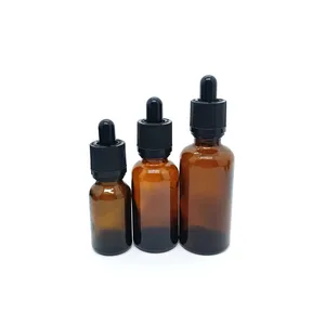 Toptan 10ml 15ml 20ml 30ml 50ml 100ml boş amber cam damlalık şişe attar vücut yağı şişe ile çocuk geçirmez kapak