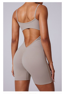 <span class=keywords><strong>Tuta</strong></span> da donna sexy a V, tinta unita, <span class=keywords><strong>plissettata</strong></span>, 220g, ultimo design, estiva, corta, attillata, alla moda, per palestra - Product Image 4
