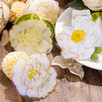 Autocollant mural floral brillant et étanche avec contours holographiques dorés pour scrapbooking, journaux, ordinateurs portables, bouteilles d'eau
