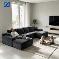Canapé convertible en tissu capitonné à trois places, moderne, en forme de L, pour salon, livré en boîte
