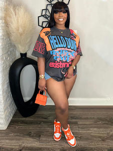 2026 Sexy Women's Summer Fashion Street Wear Y2k <strong>Top</strong> Short Sleeved Oversized Printed Designer Pattern T-shirt for Women - Product Image 5