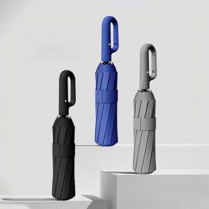 Parapluie portable personnalisé par le fabricant, 3 plis, léger, avec poignée mousqueton, parapluies personnalisés avec impression de logo - Product Image 1