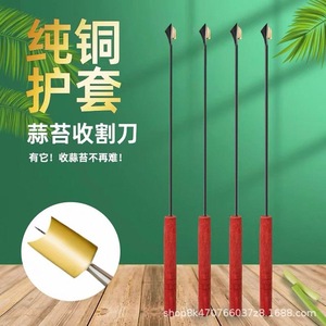 Garlic Scape Harvester Copper Alloy Manual Wood Handle Garden Tool For Harvesting - Product Image 1