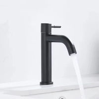 Robinet de lavabo en acier inoxydable noir mat anti-traces de doigts, anti-éclaboussures, avec aérateur, facile à nettoyer, à poignée unique pour lavabo de salle de bain
