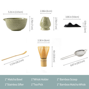 Juego de Té de Cerámica Estilo Japonés para Ceremonias de <span class=keywords><strong>Matcha</strong></span> y Café, Inspirado en la Dinastía Song, Tazón de Vidrio con Cepillo de Bambú - Product Image 4