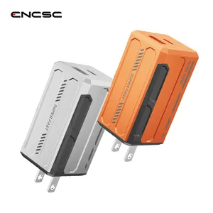 Custom Logo Design 65W USB C Charger Punk Mecha Style GaN Fast Charger Block 2-Port Compact Wall Charger