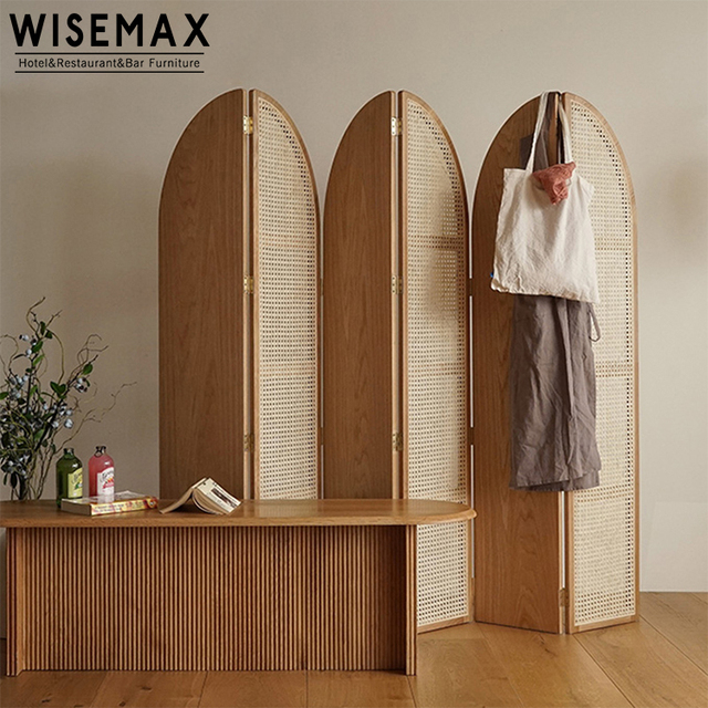 WISEMAX FURNITURE Nordic Wooden Indonesia Retro Partition Screen Home Hotel Entrance Decorative Folding Screen