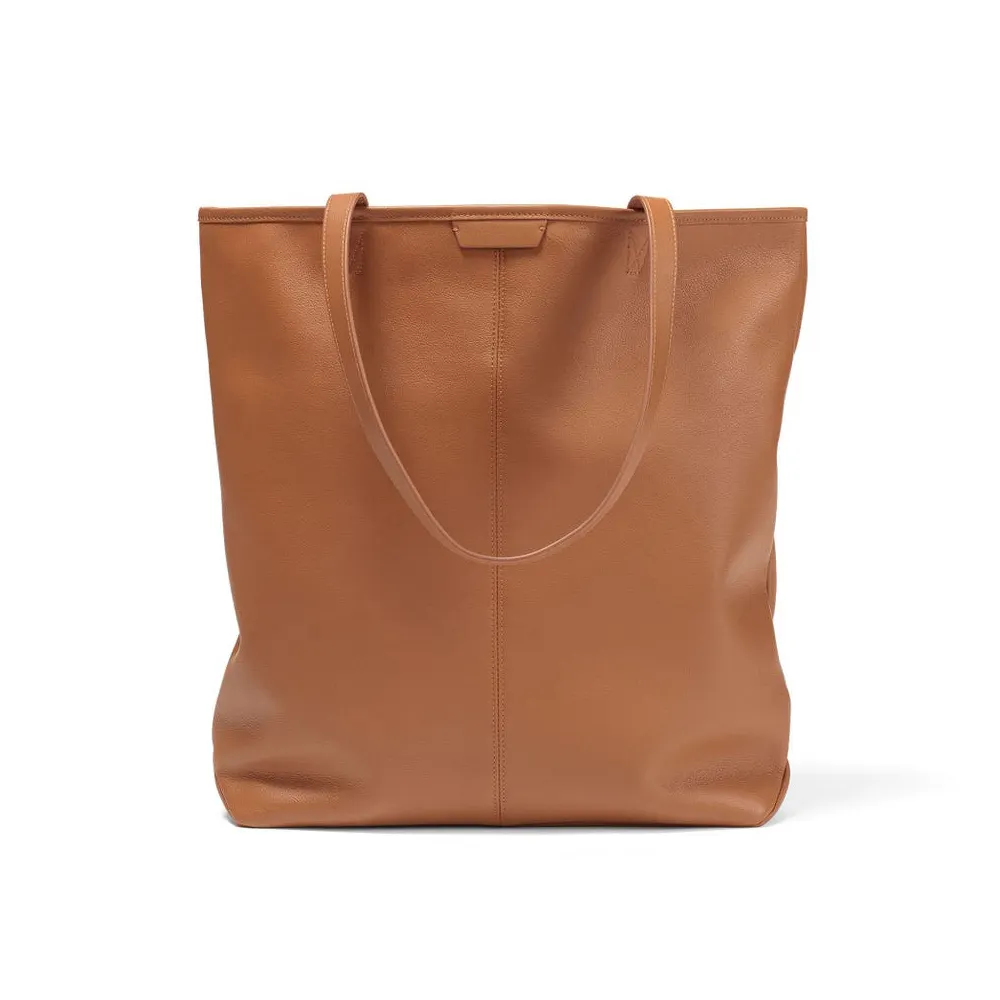 Wholesale Women Light Weight Custom Logo Large Storage Soft Genuine Leather Shoulder Tote Shopping Handbag