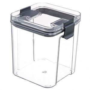 Pot en plastique PET transparent de qualité alimentaire, carré, avec couvercle à clipser, grande capacité, pour le stockage des céréales et des provisions dans la cuisine - Product Image 2