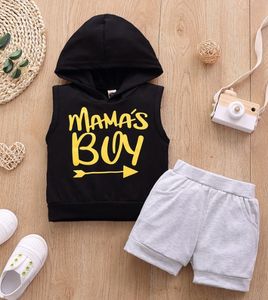 Boutique vêtements pour enfants garçons tenues vêtements de nouveau-né en coton sweat à <span class=keywords><strong>capuche</strong></span> sans manches de haute qualité pour enfants survêtements de sport courts - Product Image 6