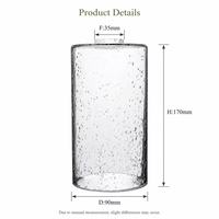 Abat-jour en verre à bulles de 90 mm de diamètre et 170 mm de hauteur, universel, adapté à la plupart des bases de lustres et de lampes murales standard