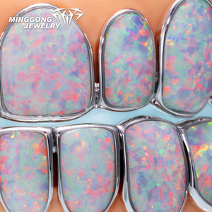 Yeni geldi özel pembe kabuk Grillz 10K 14K 18K gerçek altın 925 ayar gümüş diş Grillz moda tasarım erkekler kadınlar için - Product Image 4