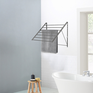 Outdoor Two Adjustable Stainless Steel <strong>Wall</strong> <strong>Mounted</strong> Drying Rack Foldable Metal <strong>Hanging</strong> <strong>Clothes</strong> Drying Rack - Product Image 6