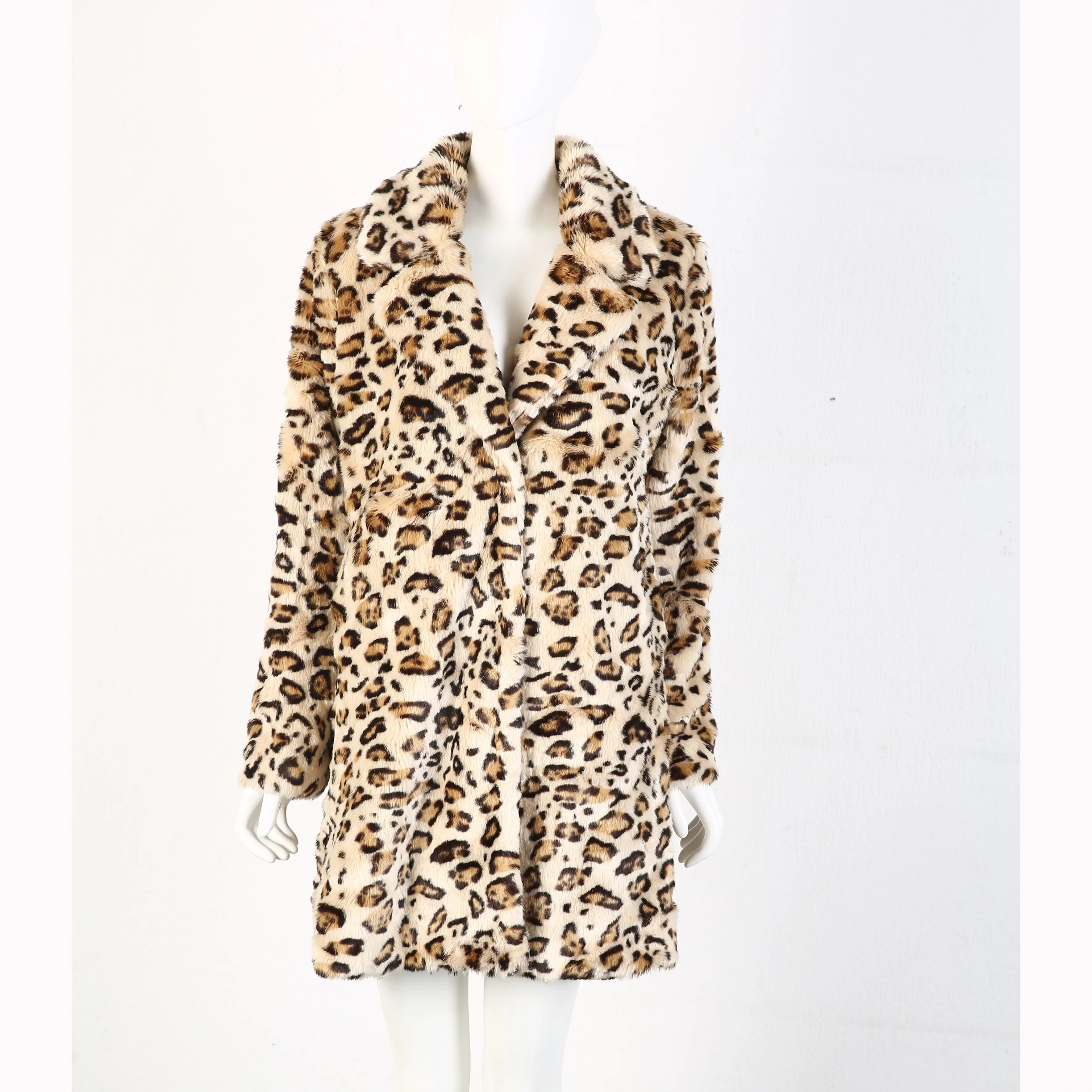 2021 ladies garments thick design leopard print faux fur winter warm coat women long coat