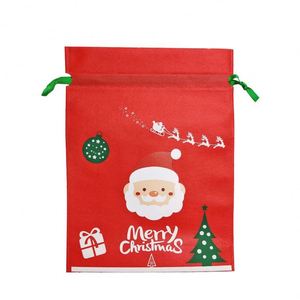 Bolsas de Regalo Navideñas Reciclables de Tela No Tejida con Cordón, 26x36cm, para Empacar Bocadillos en Nochebuena, Diseño de Papá Noel, Disponibles en Stock - Product Image 5