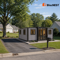 Maison conteneur extensible BlocNEST, bungalow préfabriqué modulaire avec aménagement flexible pour la vie de famille et les vacances