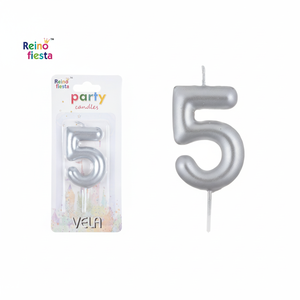 Argento buon compleanno numero 5 candela 9cm bastone di cera per feste di compleanno capodanno e feste di Pasqua - Product Image 2