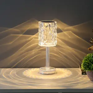 Custom made Rgb Acrylic Touch Atmosphere Crystal Rechargeable Table Decorative Remote Control Desk Rose Lamp Night Light