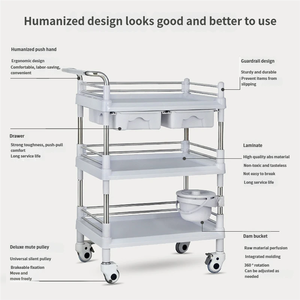 รถเข็นท่อสแตนเลสหนาสำหรับพยาบาลลิ้นชักสองชั้นแบบเงียบใช้งานได้นาน16ปีโรงงานมืออาชีพ - Product Image 2