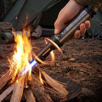 Briquet torche robuste à grande flamme, coupe-vent et réglable, pour cigares et cuisine, rechargeable au gaz butane, en métal, pour soudure, ouvre-bouteille, coffret cadeau