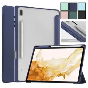 Tab S8 case For Samsung Galaxy Tab S8 Plus 2022 Tablet 12.4" case Tri-fold acrylic Transparent back cover