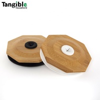 Couvercle en bambou octogonal écologique sur mesure avec trous pour pailles, pour bouteilles d'eau, verres, gobelets à thé Boba, pièces de vaisselle
