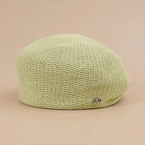Boina Clásica Vintage Chic Hecha <span class=keywords><strong>a</strong></span> Mano <span class=keywords><strong>para</strong></span> Mujer, Gorro de Punto de Color Sólido, Bordado Estampado, 100% Poliéster, Primavera Otoño - Product Image 6