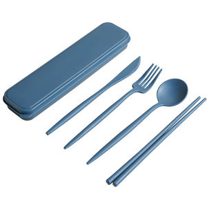 Tái Sử Dụng Thân Thiện Với Môi Bền Vững Xách Tay 4-Mảnh Rơm Lúa Mì <span class=keywords><strong>Flatware</strong></span> <span class=keywords><strong>Set</strong></span> Với Hiện Đại Thiết Kế Tối Giản Cho Dã Ngoại Và Du Lịch - Product Image 1