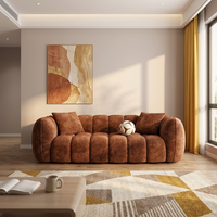 VONLIVA Nordic Pumpkin Reclining Sofa, Fauteuil de salon design monoplace, Canapé en bois et éponge de style français vintage deux ou trois places