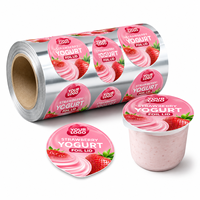 Film en rouleau personnalisé en aluminium pour couvercles de yaourt aux fraises, qualité alimentaire, facile à décoller, thermoscellable, pour pots et bouteilles laitières