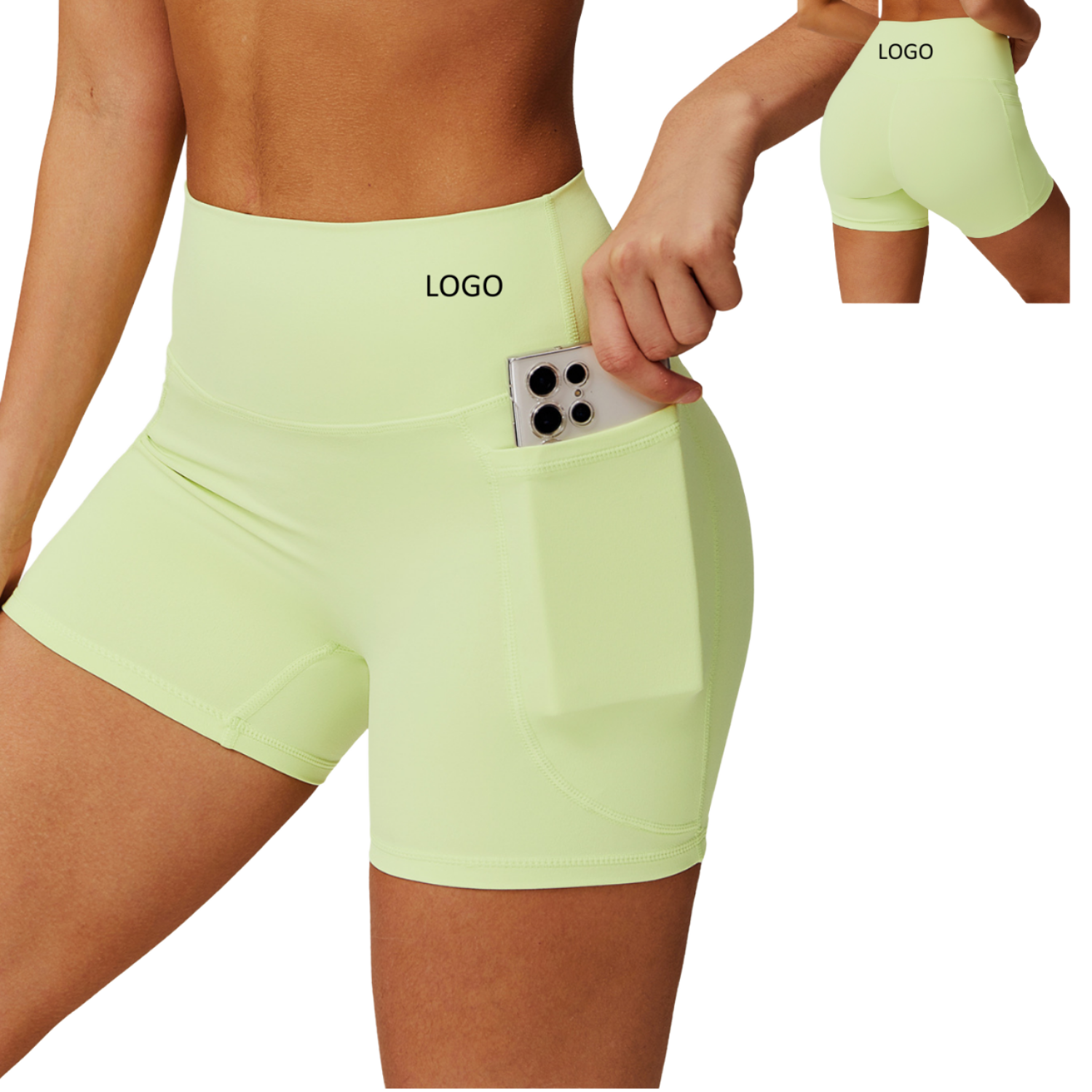 Women's High-Waisted Gym Workout Shorts with 4-Way Stretch Elastic Waist Closure Breathable Activewear Tight Fit Side Pockets