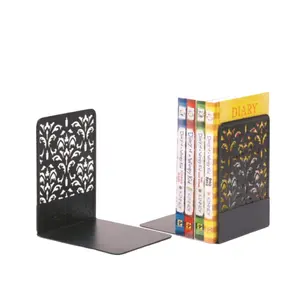 Toptan satış iyi örgü kitap tutucu çiçek metal dekoratif özel metal bookends