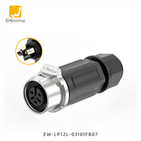 E-Weichat LP12 2/3핀 나사식 원형 IP67 방수 항공 플러그 커넥터 PBT 하우징 구리 합금 접점 (5-7mm 전선용)
