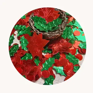 Bulk Red Maple Sequins Glitter Green leaves Confetti 500g/lot Party New Year Nail Art Decor Stickers Wholesale Supplier