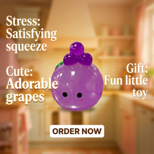 Cute Grape <b>Crystal</b> <b>Ball</b> Squishy Mud Feel Slow Rebound Sensory Decompression Toy Anxiety Relief Stress Relief Squeeze Toy - Product Image 6