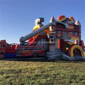 Château sautant gonflable commercial de <span class=keywords><strong>camion</strong></span> de pompiers pour l'entreprise de location de partie parfaite avec la double couture forte. - Product Image 1