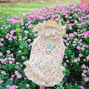 Robe pour animaux <span class=keywords><strong>de</strong></span> compagnie élégante et simple à volants floraux, en polyester respirant, <span class=keywords><strong>jupe</strong></span> <span class=keywords><strong>de</strong></span> princesse pour chiens et chats, vêtements <span class=keywords><strong>de</strong></span> printemps et d'été - Product Image 4