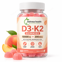 Complément alimentaire naturel en vitamine D3 K2 pour les os et le cœur, soutien immunitaire, gommes naturelles en vitamine D3 K2, marque privée