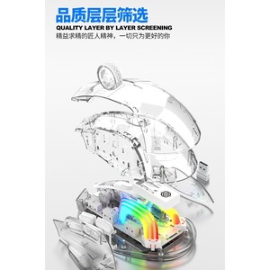 K-Snake Transparent Gaming <b>Mouse</b> 2.4G BT Wired RGB Backlit Ergonomic Right Hand Optical 11 Buttons Programmable - Product Image 3