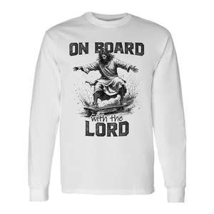 T-shirt à manches longues On Board With The Lord Jesus Skateboarding - Product Image 1