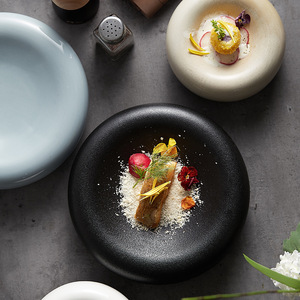 创意陶瓷厚餐盘白色圆形深汤盘甜点餐盘餐厅不规则餐具 - Product Image 3