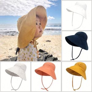 Customized High Quality Cotton Linen Outdoor Dress Sun <b>Hat</b> Breathable Toddler Kids Beach Wide Brim Bucket <b>Hat</b> <b>for</b> Party Fishing - Product Image 3