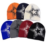 Gorro de invierno sin puño personalizado al por mayor, tejido jacquard, forrado de satén, para hombres, mujeres y adultos