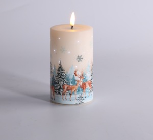 Nến LED không lửa bằng sáp parafin 3D, thân nến hình trụ, thân thiện với môi trường, hoạt động bằng pin, làm thủ công, điều khiển bằng nút bấm, dùng trang trí nhà cửa - Product Image 2