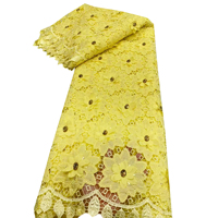 Tissu en dentelle de chiffon vert turquoise 3D floral ajouré avec strass brodés, idéal pour les robes de soirée africaines