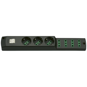 Vimar Power Strip 3P30+4P17 11.5cm Black With Switch For Home Office Use - Product Image 1