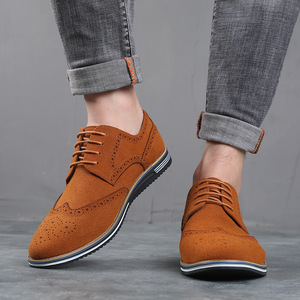 Nouveaux hommes bureau exécutif mode formel Oxfords chaussures <span class=keywords><strong>marron</strong></span> <span class=keywords><strong>daim</strong></span> artificiel cuir à lacets respirant léger mariage - Product Image 4