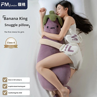 Fumian Eggplant King Banana Oreiller en peluche pour le sommeil, pour filles et femmes enceintes, aide au sommeil par caresses